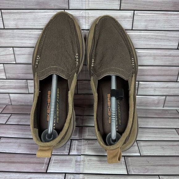 Skechers Men's Brown/Tan Relaxed Fit Memory Foam Slip-On Loafers‎ Shoe Size 9.5 - Picture 6 of 9